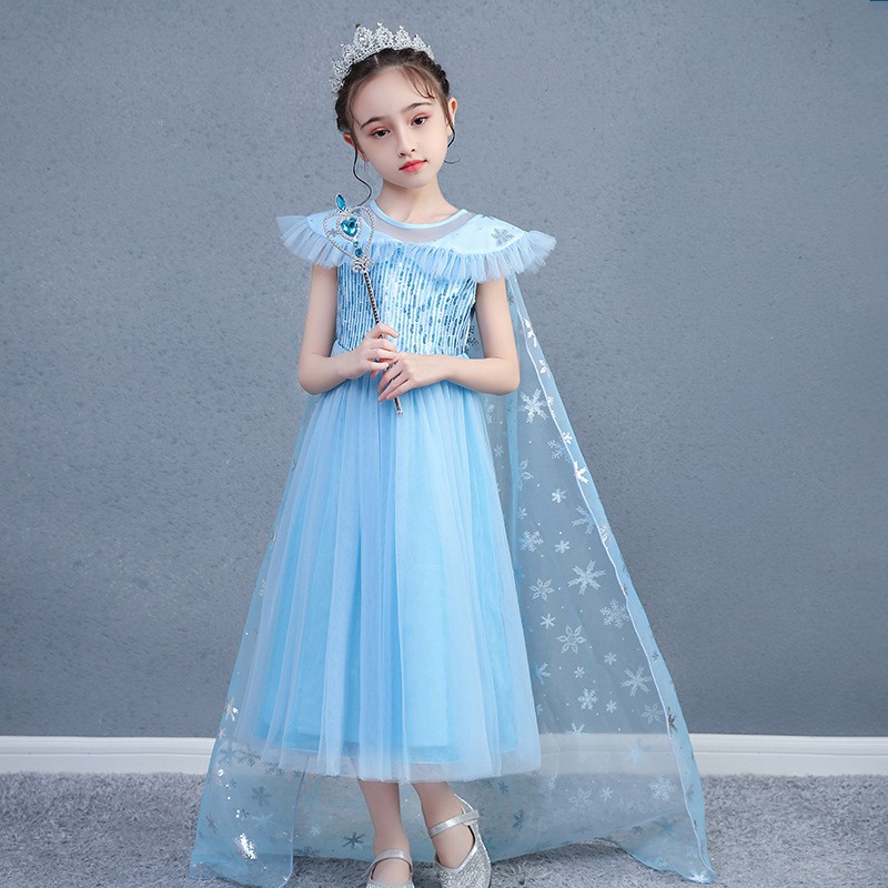 FSMKTZ Fantasy Cosplay Costume Cloak Baby Girl Clothes Children Ball Gown Birthday Party Princess Summer Dresses 2 10 Years BX1635