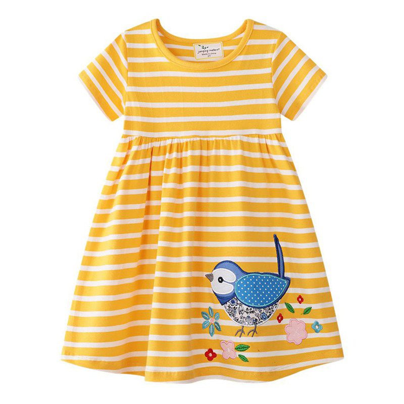 Girl Dresses Summer Girl Dress New Fashion Baby Kids Summer Clothes Cartoon  Stripes Cotton Dress For Baby Girl Baby Prin | Shopee Malaysia