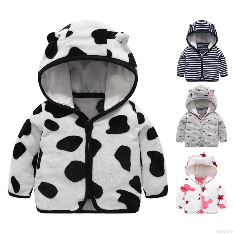 Happy childhood Baby Boys Girls/’ Super Cute Ear Hooded Long Sleeve Zipper Jacket Warm Coral Fleece Coat Outwear