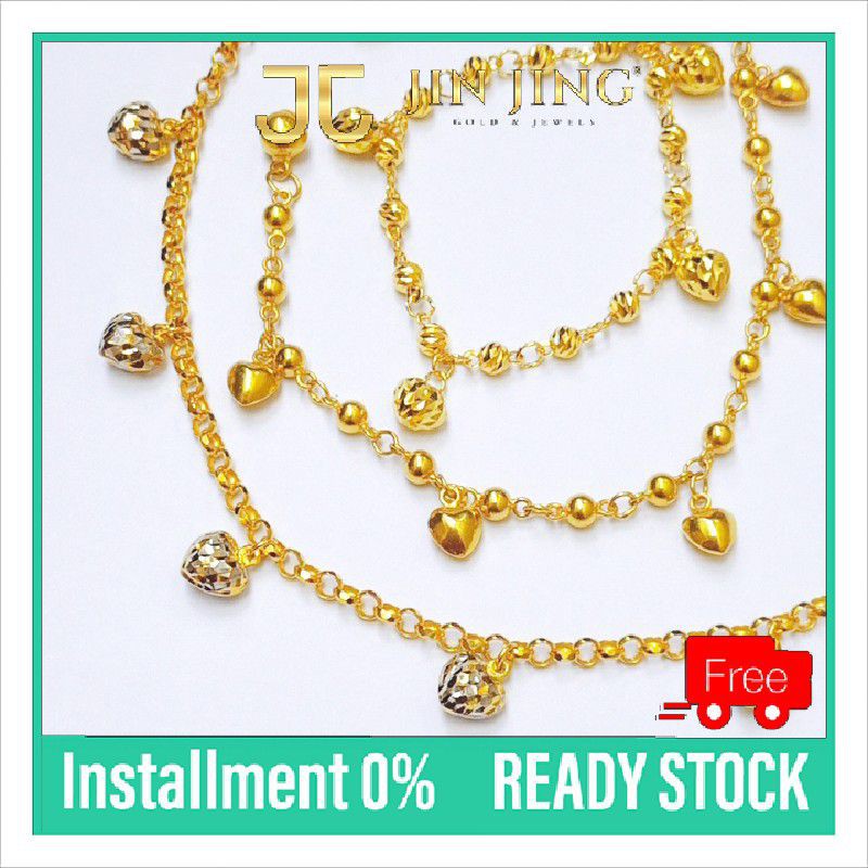Rantai Tangan Gantung Love Emas 916 Tulen 5 01g 5 10g 5 20g 8 16g