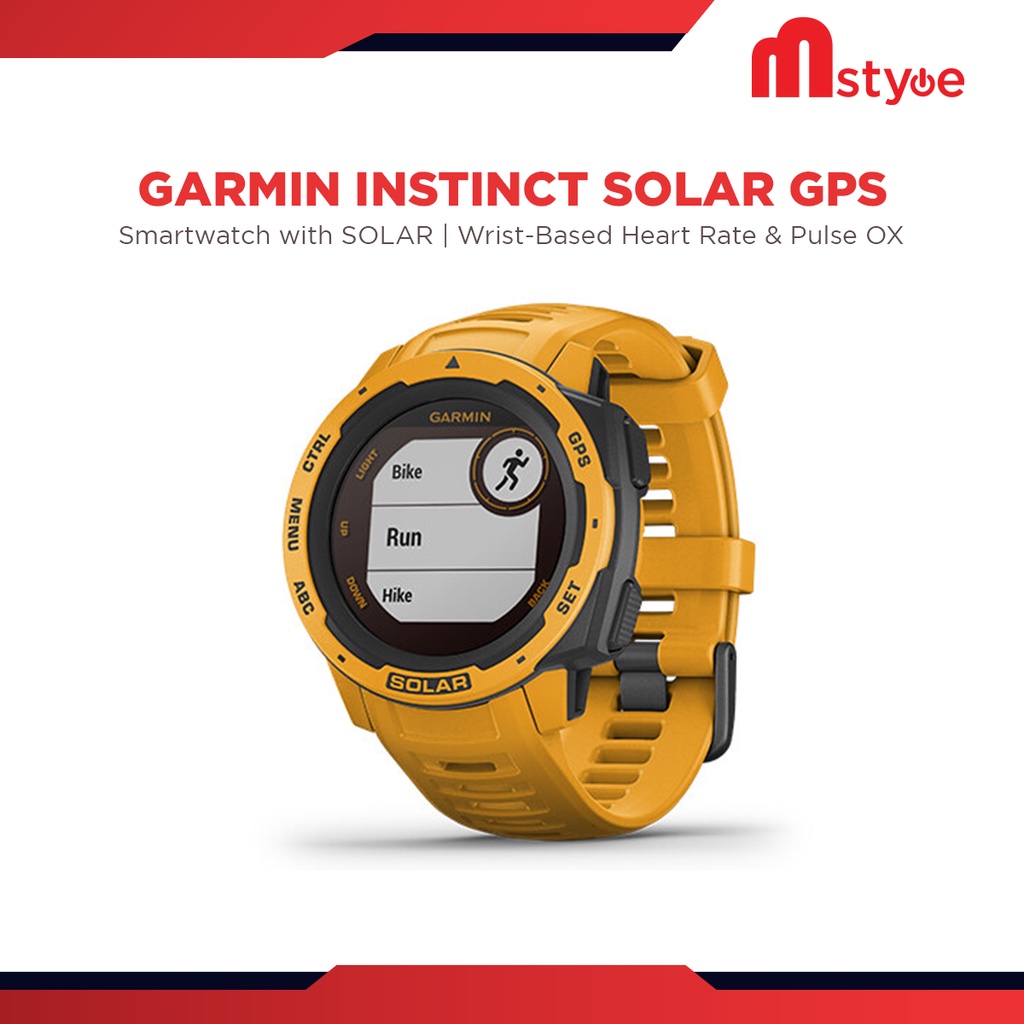 Garmin Instinct Solar Edition GPS smartwatch with SOLAR, WristBased Heart Rate and Pulse OX