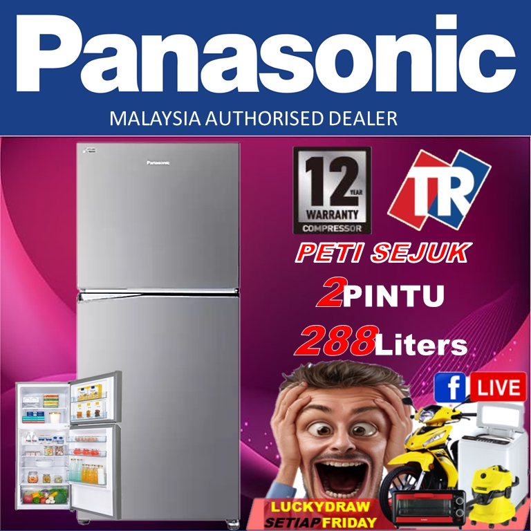 Panasonic Fridge 2 Door Refrigerator NR-BL302PS PETI SEJUK ...
