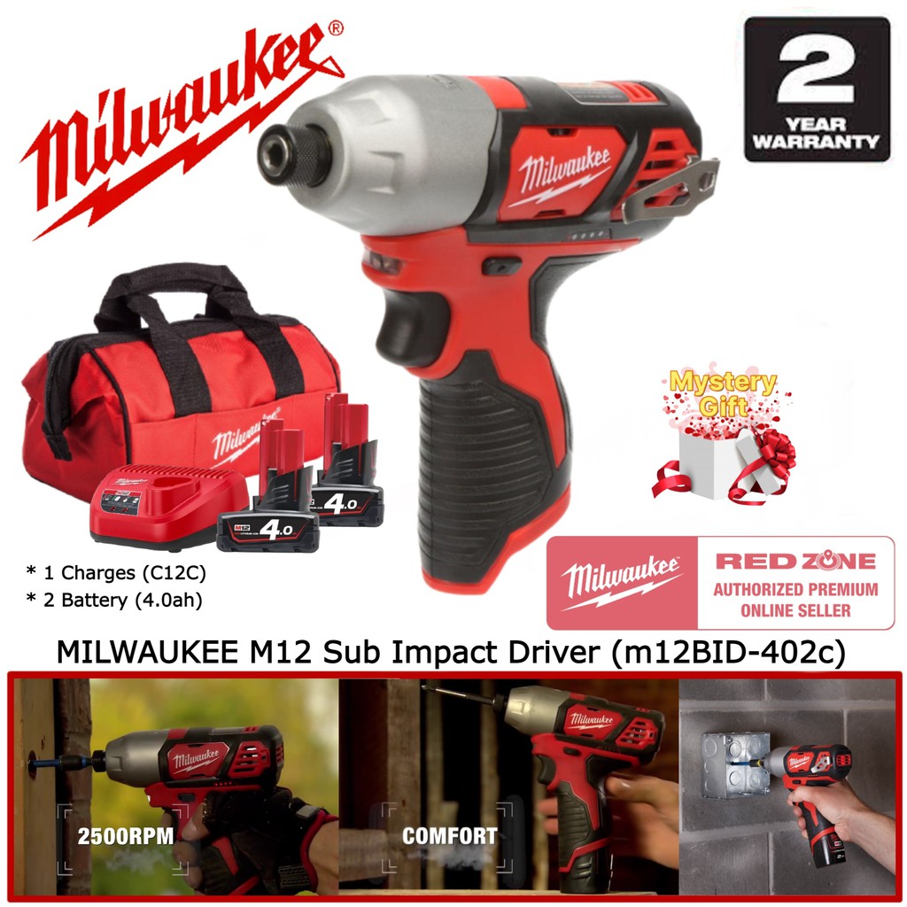 MILWAUKEE 12W Sub Compact Impact Driver - (M12 BID-402C) | Shopee Malaysia