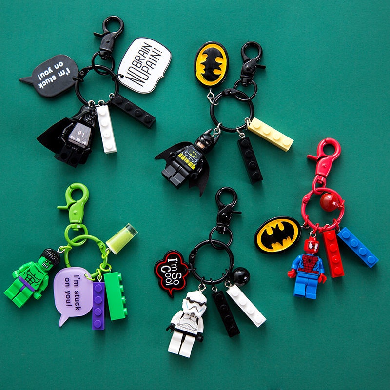 Cartoon Marvel's The Avengers Building Block Toy Brick Resin Charms Pendant for Earring Keychain DIY Decoration Fashion Jewelry Accessories