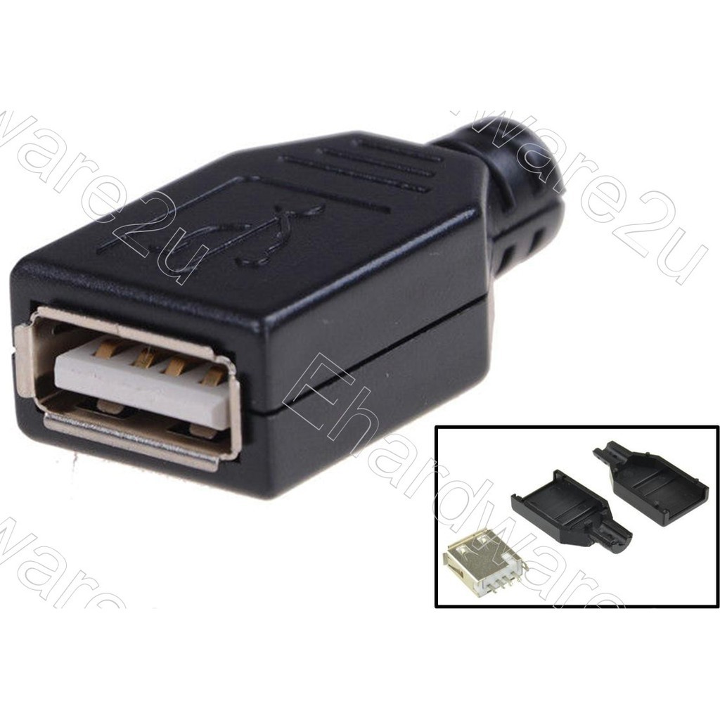 DIY Solder USB Connector Shell - Type A Female Socket (HM-340) | Shopee ...