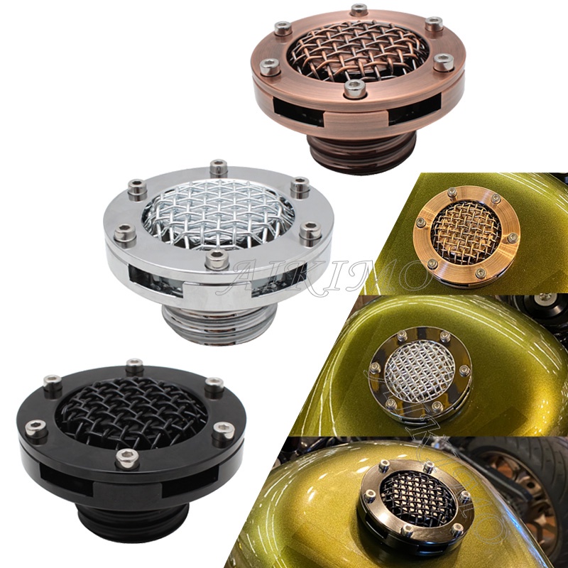 Motorcycle Mesh Style LowProfile Vented Fuel Tank Gas Cap with Right