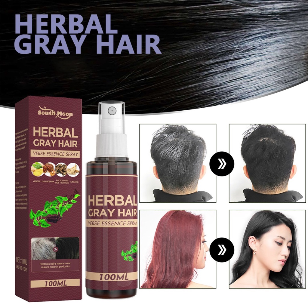 100ml Herbal Gray Hair Reverse Essence Spray Restore Black Hair Serum |  Shopee Malaysia
