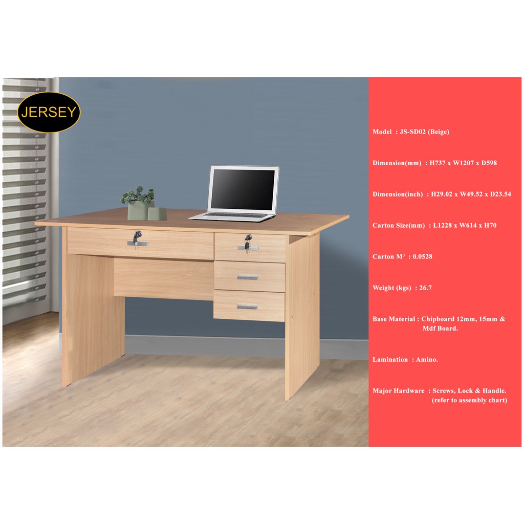 Office Writing Study Table Desk JSSD002 (Beech) Shopee Malaysia