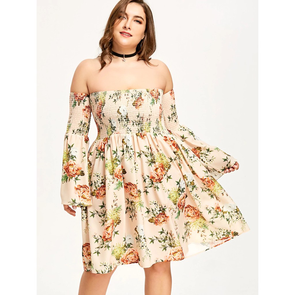 off shoulder hawaiian dress