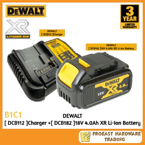 DEWALT - [ DCB182 ] 18V 4.0Ah XR Li-Ion BATTERY + [ DCB112 ] 10.8V-18V ...