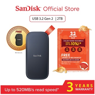 SanDisk Portable SSD USB 3.2 Gen 2 480GB/1TB/2TB E30 R:520MB/S External Drive Portable Solid State Drive