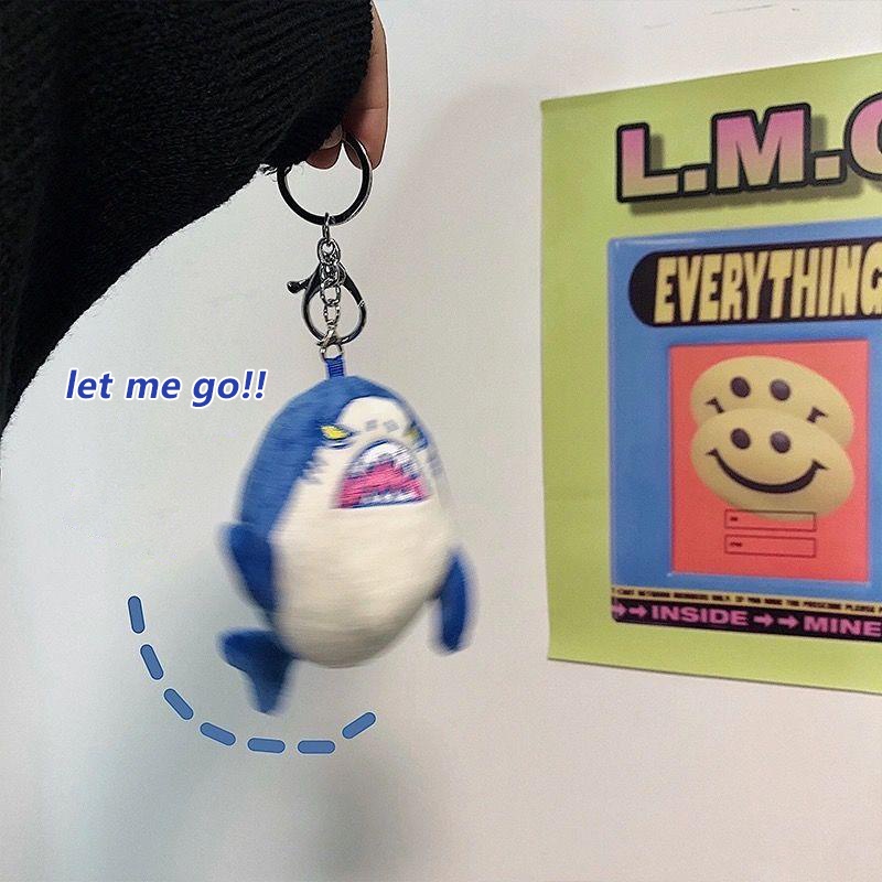Cartoon Angry Ferocious Shark Keychain Plush Doll Bag Pendant Key Ring Dolls Bag Accessories Key Chain Gifts