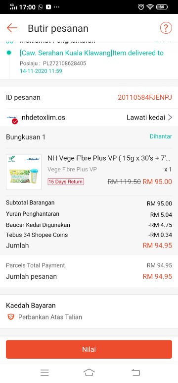 NH Vege F'bre Plus VP (15g x 30's + 7's) NV1003 | Shopee Malaysia