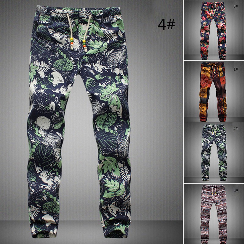 drawstring gecko pattern print narrow feet men's jogger pants