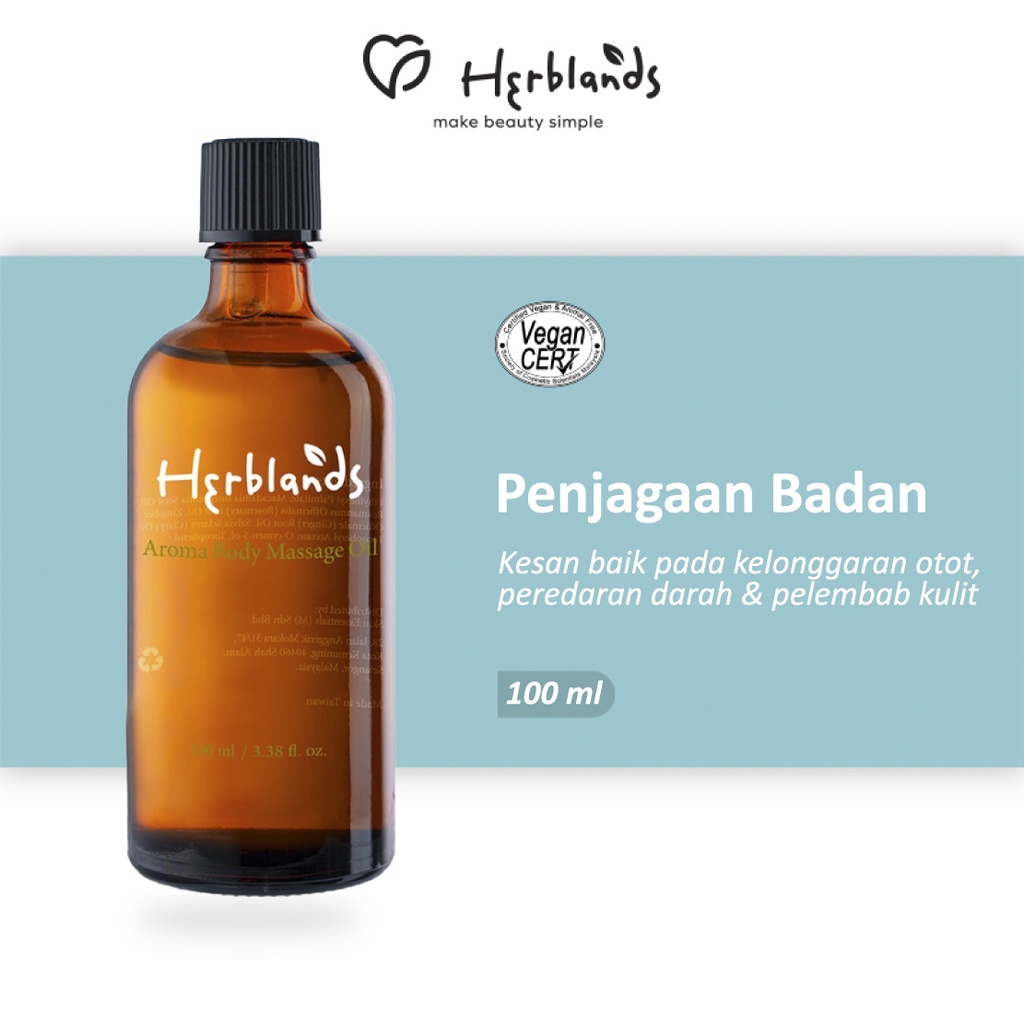 Herblands Minyak Urut Badan Aroma (100ml) Aroma Body Massage Oil