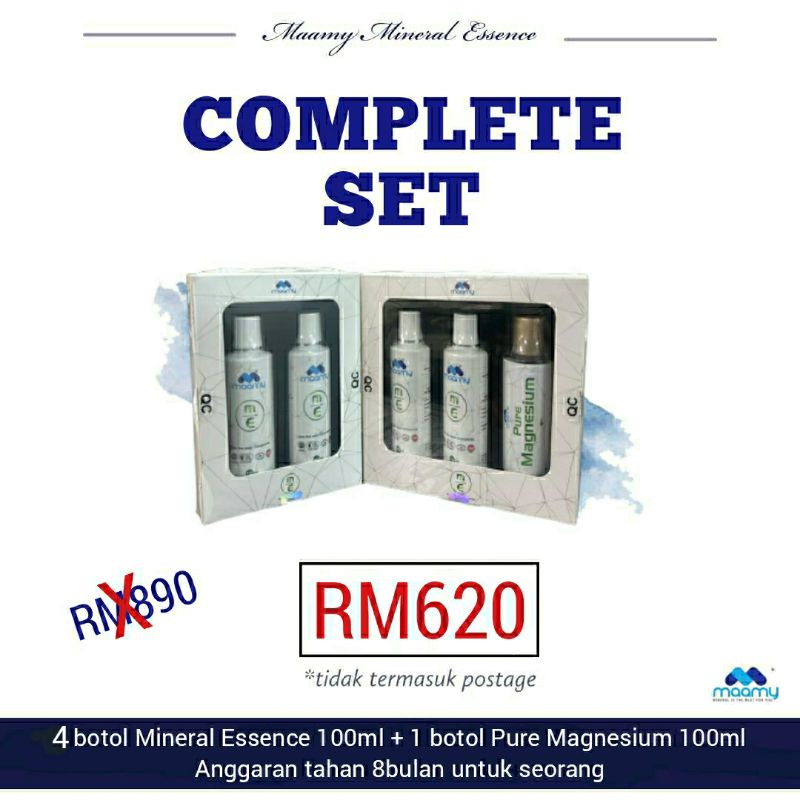 [ 4 Month Uses ] Maamy Mineral Essence Complete Set (4 botol Mineral