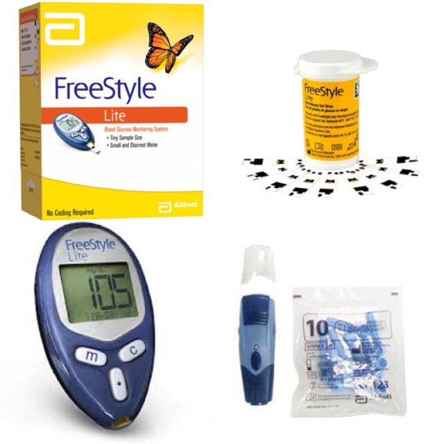 Freestyle Lite Glucometer Free 10 s Test Strips 10 s Lancets 