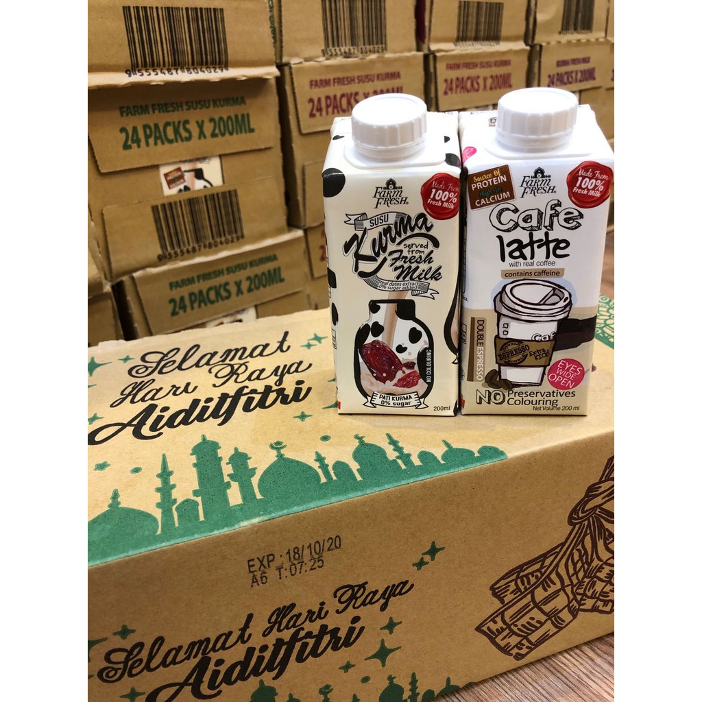Farm Fresh Combo Set 1 (12 UHT Cafe Latte + 12 UHT Kurma Milk) Shopee