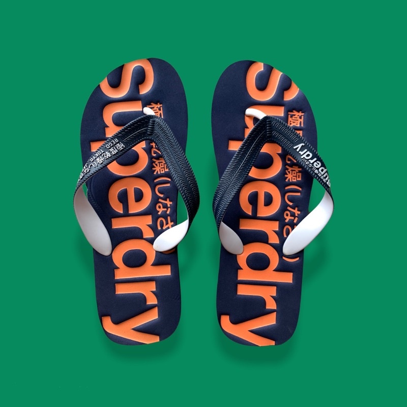 READY STOCK] Superdry Men's Fashion Slippers/ Flip Flops/ Shoes High Comfortable in Orange & Navy Kasut 拖鞋 | Shopee