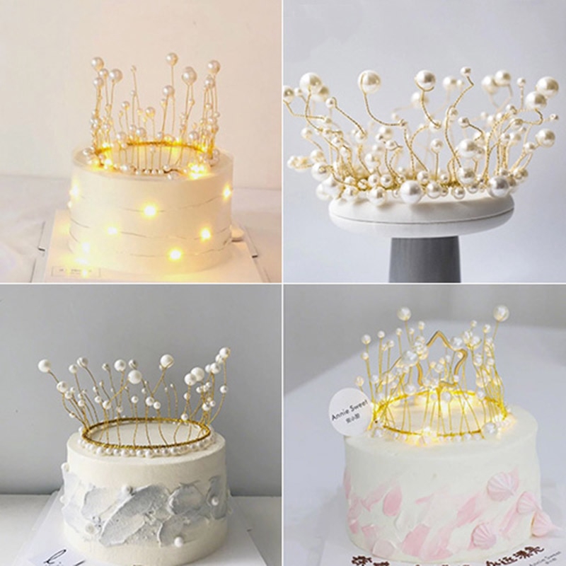 Pearl Princess Crown Headdress Cake Topper Wedding Bride And Groom