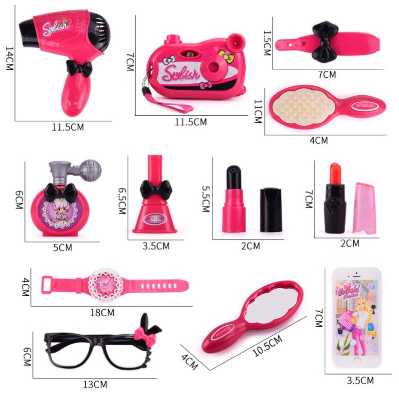 Girls Beauty Set Kids Gift Princess Hair Dryer Lipstick Simulation