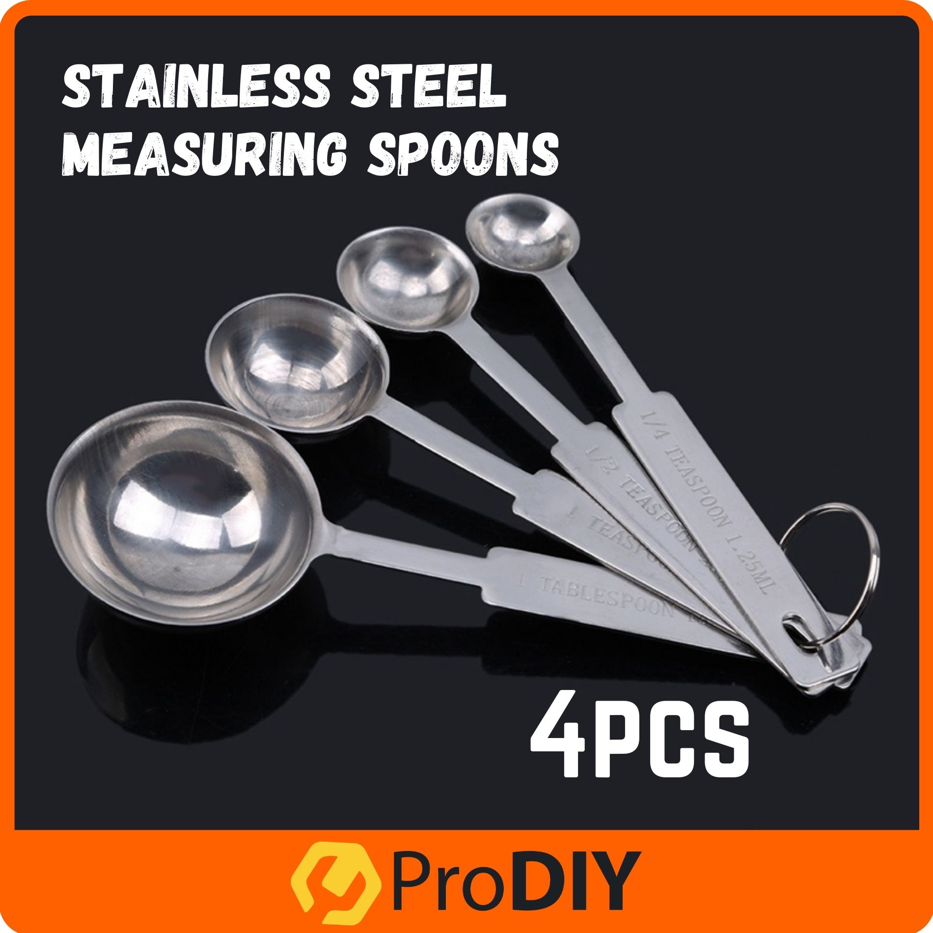 4pcs Stainless Steel Measuring Spoon Baking Measurement Tool Seasoning Spoon Pengukuran Sudu