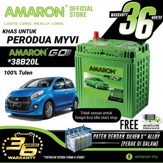 Amaron Go Series 38b20l Car Battery Premium Lasting For Perodua Bezza Shopee Malaysia