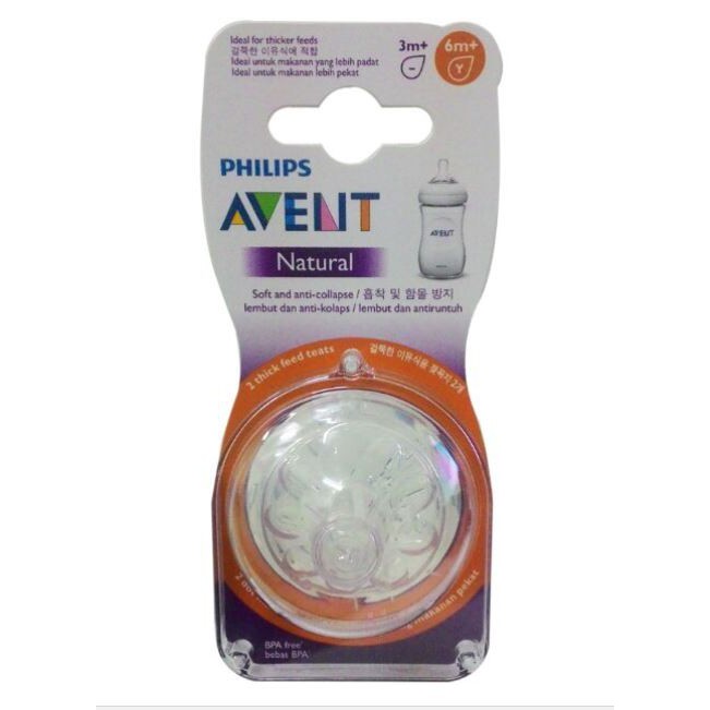 Philips Avent Natural Teat Thick Feed Y Cut Twin Pack Shopee