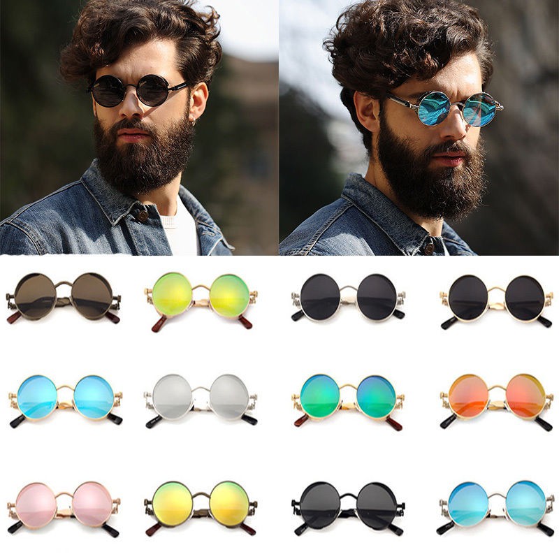 New Vintage Polarized Steampunk Sunglasses Fashion Round Mirrored Retro Eyewear
