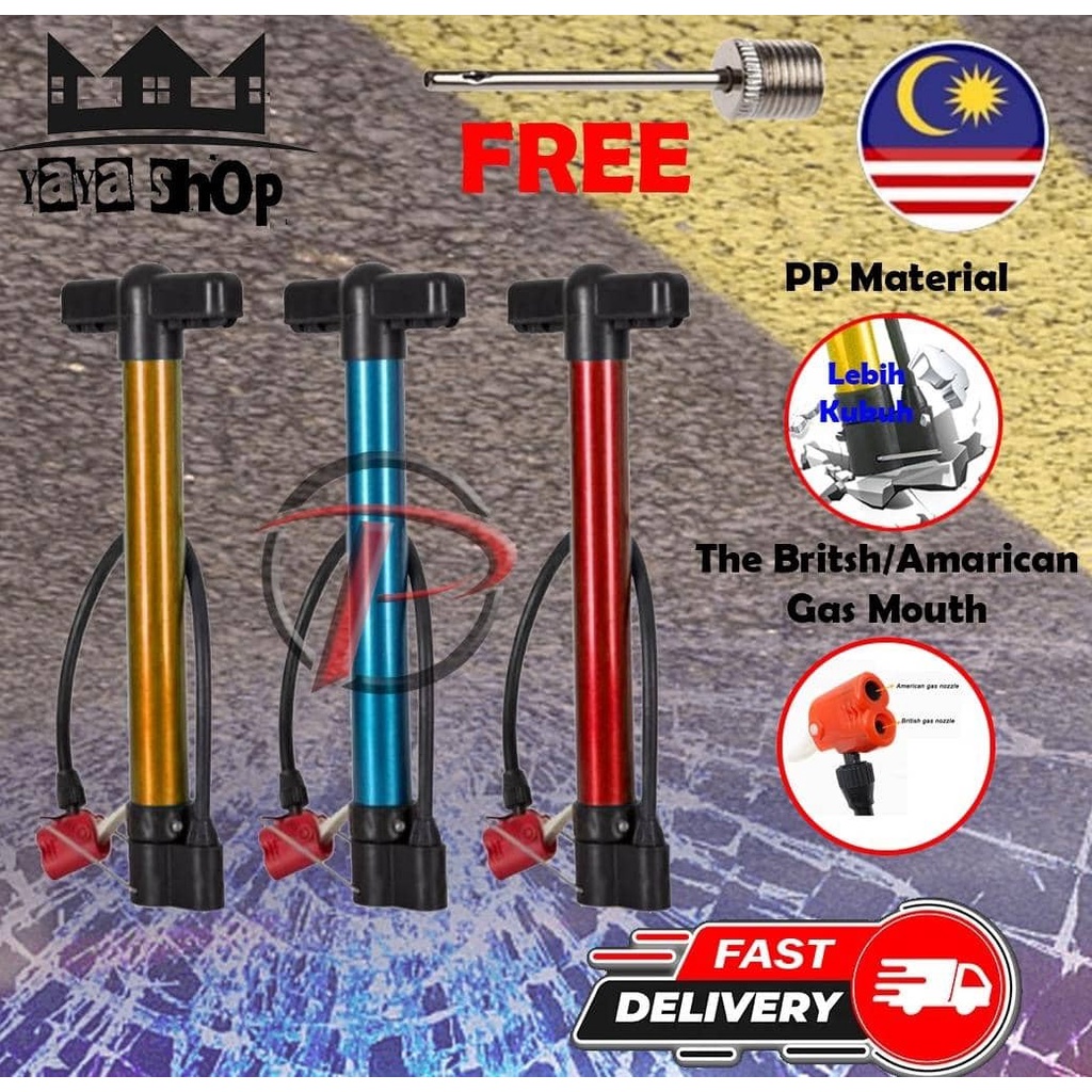 Pam Tayar Basikal Portable Bicycle Pump Dual Head Air Hand Pumps Tire Bike Motorcycle High