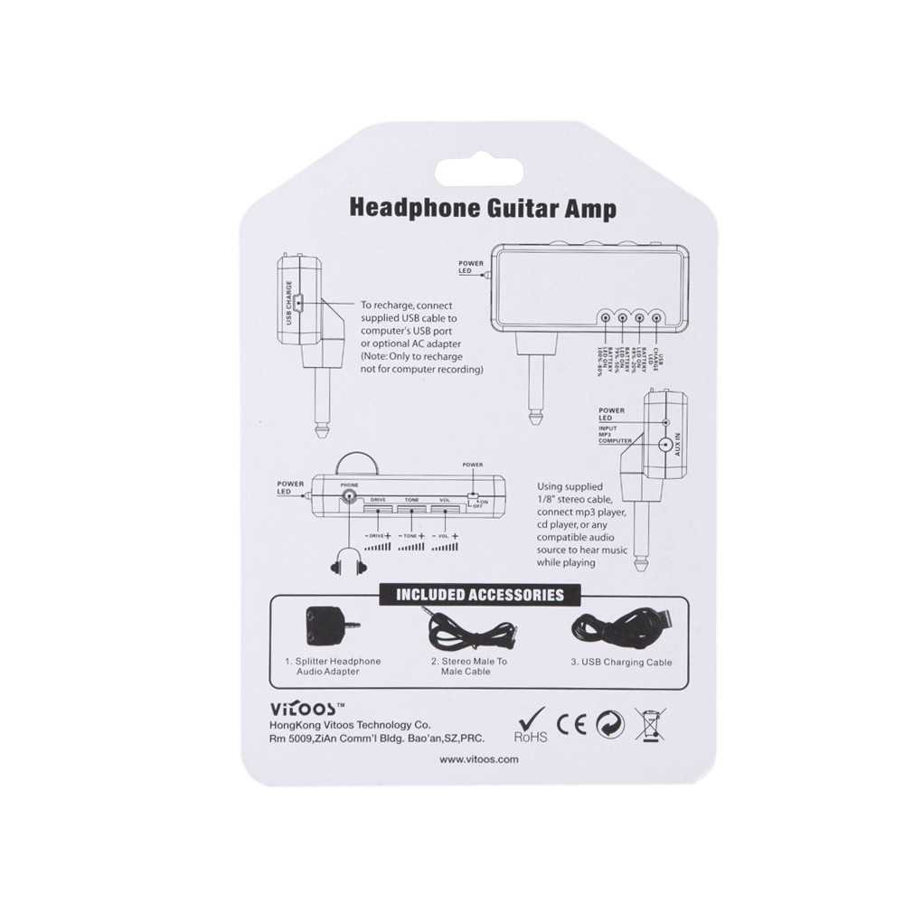 Vitoos Electric Guitar Plug Mini Headphone Amp Amplifier Marshall Plexi