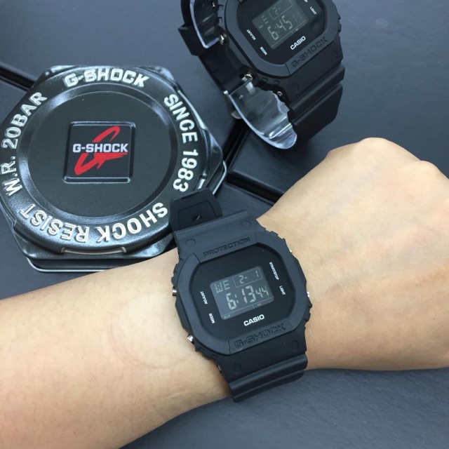 Casio G shock petak full black Dark night jam tangan unisex lelaki ...