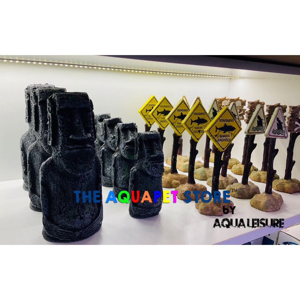 AQUARIUM DECORATION SHARK WARNING SKELETON MOAI STATUE Shopee Malaysia