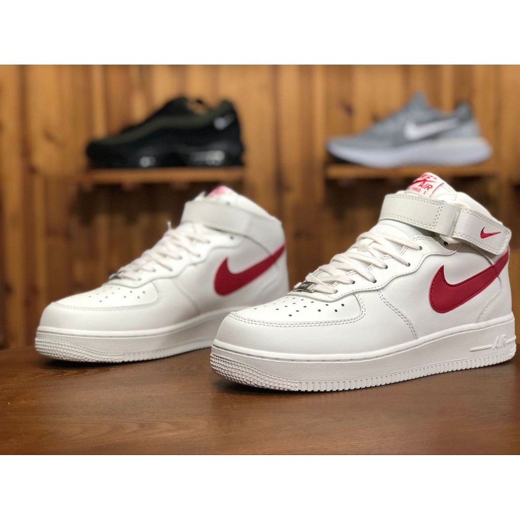 nike air force 1 mid sail university red