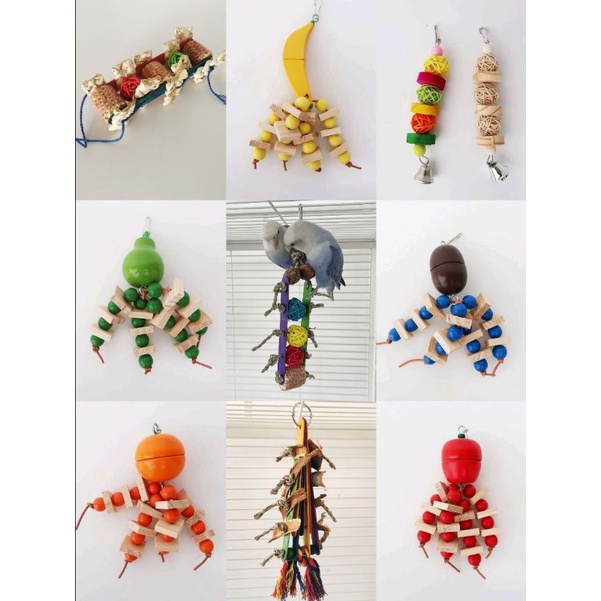 Ready StockParrot supplies bird toys colorful fruit biting toys