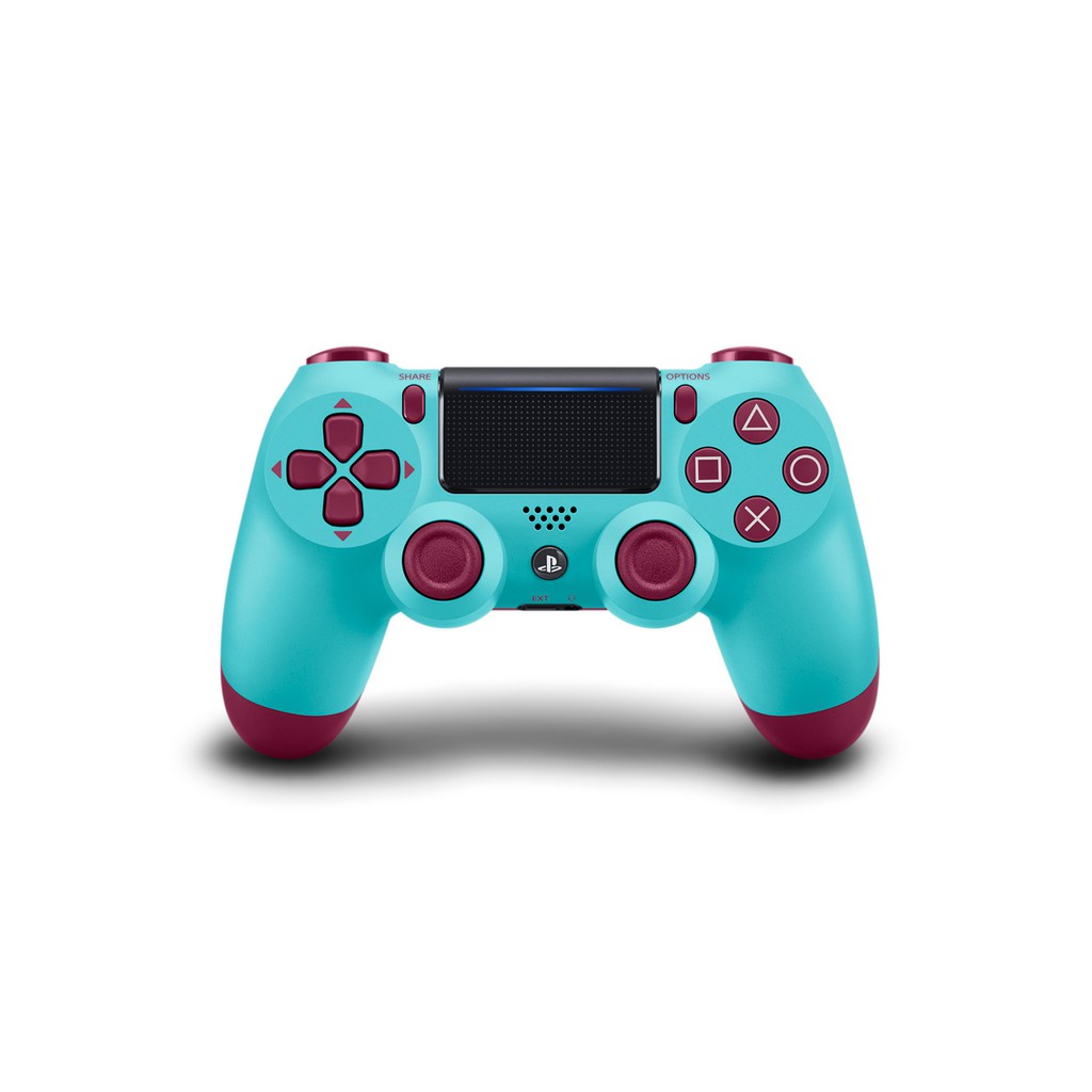 orange and blue playstation 4 controller