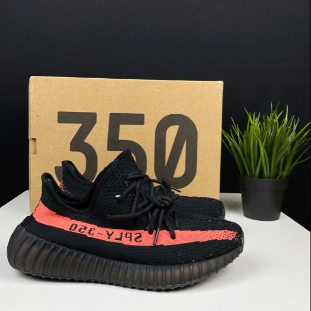 yeezy 350 v1 black red