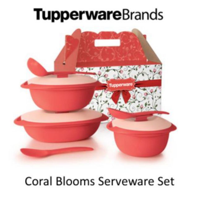 Tupperware Coral Blossoms Serveware set