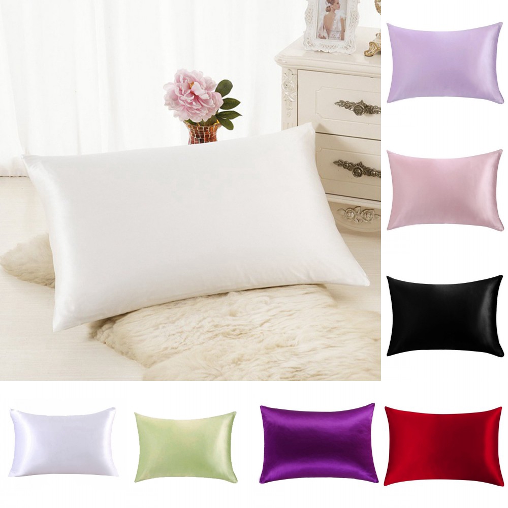Pure Silk Pillow Cases Cushion Covers Pillowcases Standard Queen Solid Colors