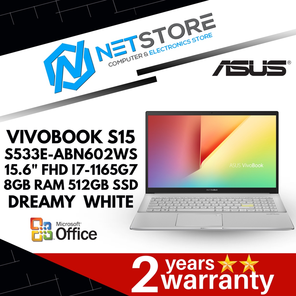 ASUS VIVOBOOK S15 S533E-ABN602WS 15.6" FHD I7-1165G7|8GB RAM|512GB SSD ...