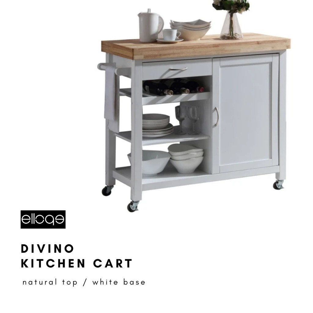Divino Kitchen Cart Thick Top Kitchen Cart Portable Kitchen Island Kitchen Trolly Island Shopee Malaysia