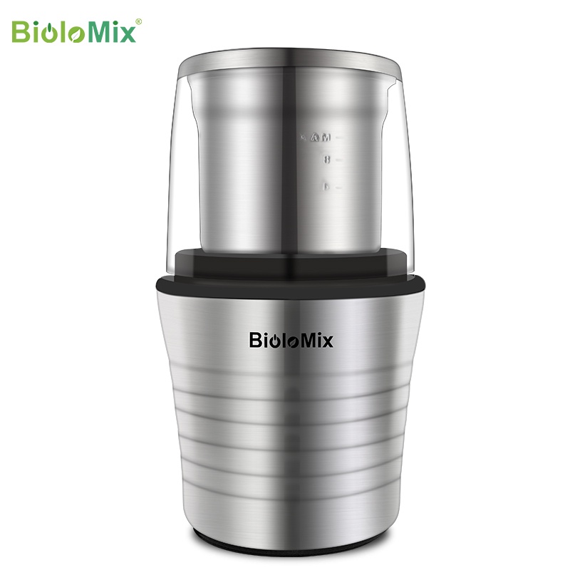 BioloMix 2-In-1 Wet and Dry Double Cups Electric Coffee Bean Grinder (300W)