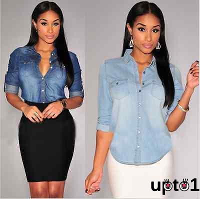 women blue jean shirts