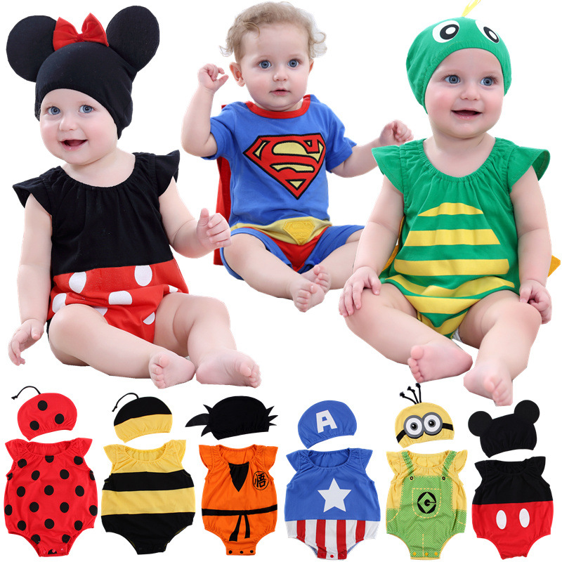 Newborn Baby Baby Girl Clothes Baby Boy Rompers Cartoon Minions Ladybug  Duck Bebe Clothes Short Sleeve Halloween Costume | Shopee Malaysia