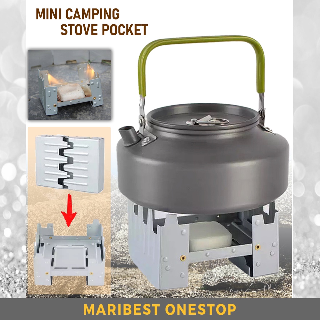 TABLET MINI CAMPING POCKET STOVE Portable Foldable Alcohol Wax Stove