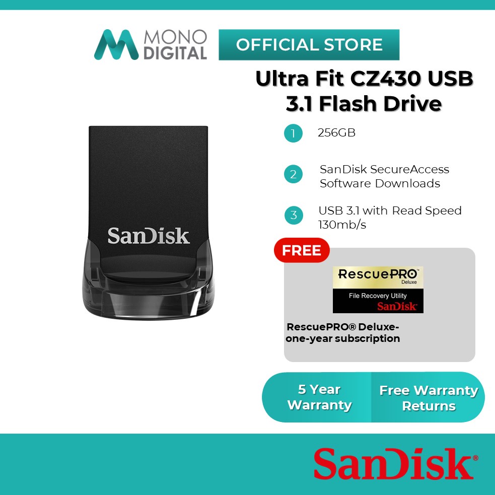 Sandisk Pendrive Ultra Fit 256GB USB 3.1 USB Flash Drive CZ430 Flashdrive