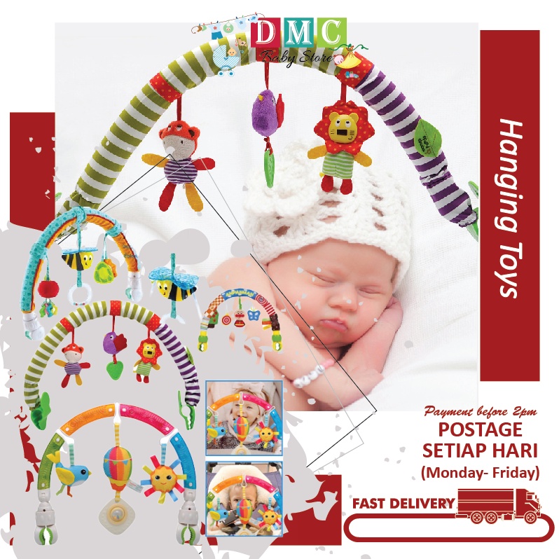Hanging toys for baby car seat cot stroller in car crib bed mainan