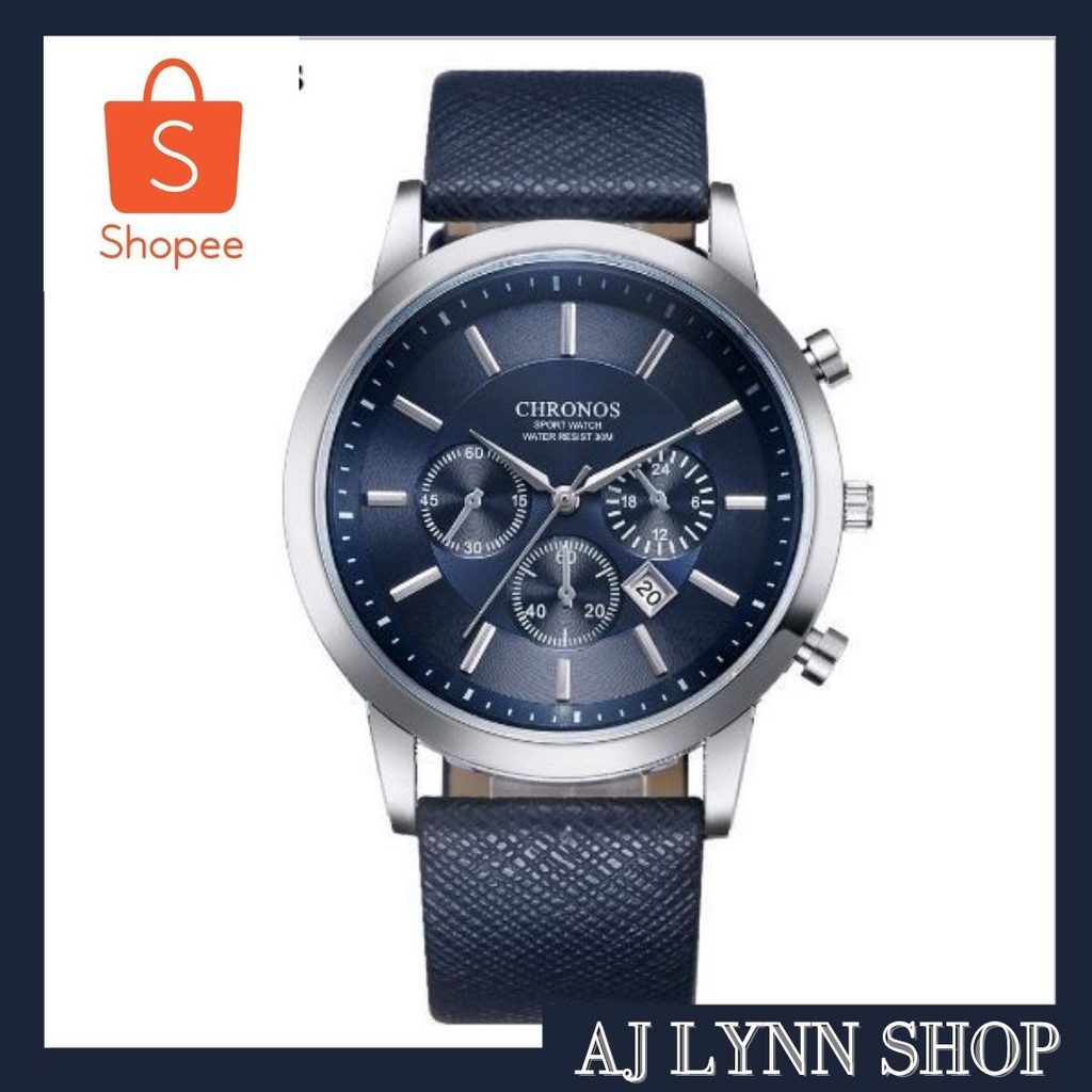 Chronos Jam Tangan Lelaki Classic Leather Quartz Shopee Malaysia