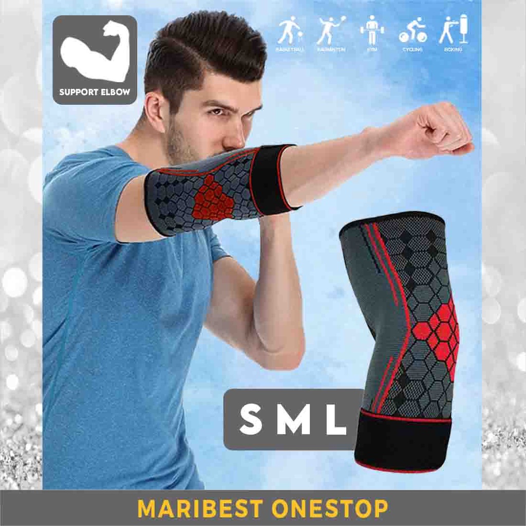 1PC ELBOW GUARD SUPPORT PROTECTOR PAD PROTECTIVE BRACE WITH STRAP UNISEX BREATHABLE GYM FITNESS SPORT SOKONGAN SIKU