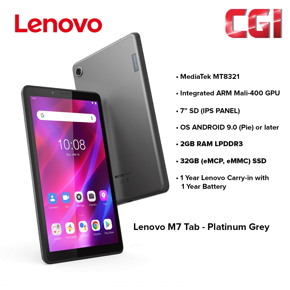 Lenovo Multi Touch 7" Tab M7 ZA550136MY Mediatek MT8321 2GB LPDDR3 32GB ...